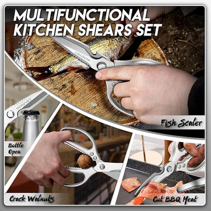 TIJERAS Kitchen Scissors Set Silver - Stainless Steel Kitchen Shears, Sharp Meat Scissors Dishwasher Safe, Heavy Duty Poultry Shears, Japanese Cooking Scissor for Food, Chicken, Gifts for Women - Image 3