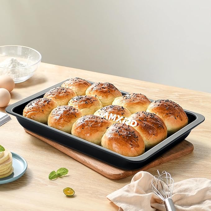 Cookie Sheets Tray, Baking Sheet Pans, Nonstick Toaster Oven Bakeware, Set of 2, 12" X 7.5" (Inner 11" X 6.8")