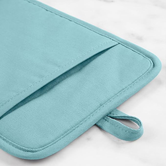 KitchenAid Ribbed Soft Silicone Pot Holder 2-Pack Set, Mineral Water Aqua, 7"x9" - Image 4
