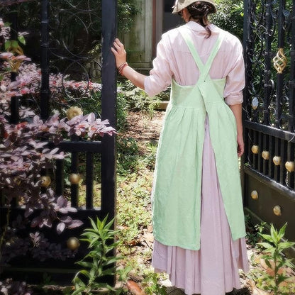 Uaussi Cotton Linen Apron Cross Back Work Apron for Women with Pockets Pinafore Dress X Cross Halter Apron for Chef Gardening - Image 4