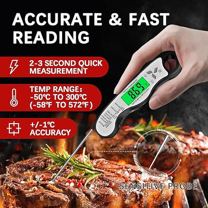 Meat Thermometer Digital，IP67 Waterproof Cooking Thermometer with Backlight, Calibration & Hold Function，Food Thermometer for Cooking,Outdoor Grilling - Image 2