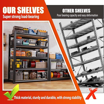 Set of 2 46" W Garage Shelving-2050 lbs 5 Tier Storage Shelves,Adjustable Heavy Duty Metal Shelving Unit and Storage Large Rack,Utility Steel Shelf for Warehouse Industrial Pantry 71"x46"x18"