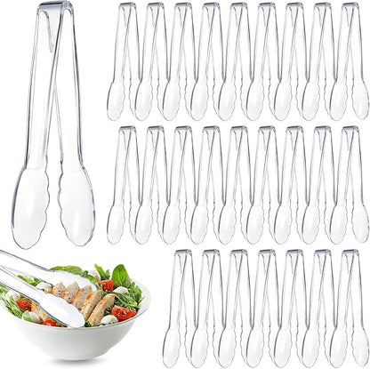 Tessco for you 25 Pcs Plastic Tongs for Serving Bulk, 9 Inch Plastic Disposable Serving Tongs, Heavy Duty Salad Tong for Kitchen, Buffet, BBQ, Events & Catering (Transparent) by Tessco