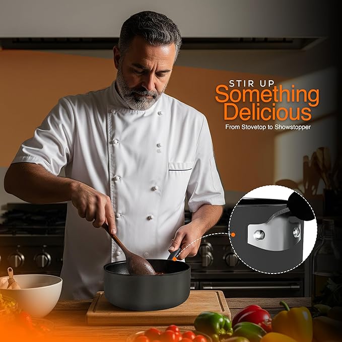 Utopia Kitchen Nonstick Saucepan Set, Cooking Pots with Lids, 1 Quart and 2 Quarts Multipurpose Kitchen Small Pots for Cooking Nonstick With Lids, 1 qt & 2 qt Set, Grey & Black - Image 5
