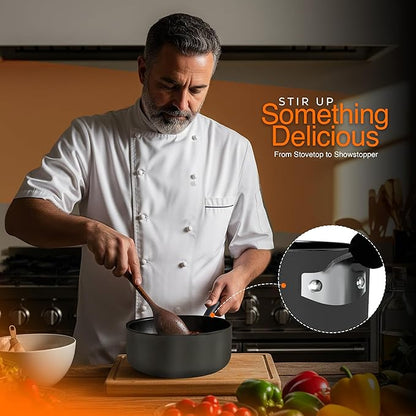 Utopia Kitchen Nonstick Saucepan Set, Cooking Pots with Lids, 1 Quart and 2 Quarts Multipurpose Kitchen Small Pots for Cooking Nonstick With Lids, 1 qt & 2 qt Set, Grey & Black - Image 5