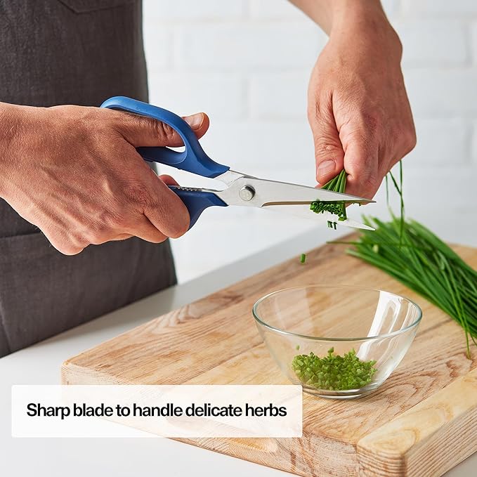 Misen Heavy Duty Kitchen Shears - Stainless Steel, Versatile and Easy Clean Scissors for Meat, Herbs and Veggies - Ambidextrous Comfort Handle - Professional Grade - Blue - Image 4
