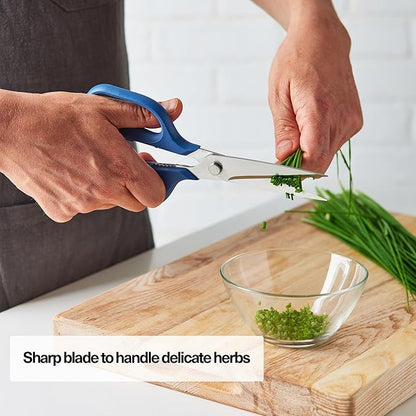 Misen Heavy Duty Kitchen Shears - Stainless Steel, Versatile and Easy Clean Scissors for Meat, Herbs and Veggies - Ambidextrous Comfort Handle - Professional Grade - Blue - Image 4