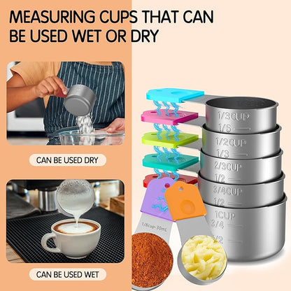 Magnetic Measuring Cups, 7 Stainless Steel Nesting Measuring Cup Set for Measuring Dry or Liquid Ingredients - Image 3