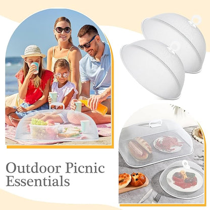 Hicarer 8 Pcs Metal Mesh Screen Food Cover for Outdoors Set Including Extra Large 18.5 in Mesh Food Tents for Outdoor Pcs 11 in Large Dome Picnic Covers (White) - Image 4