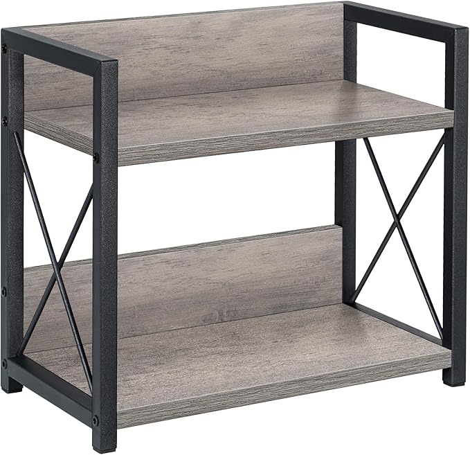 Giikin Countertop Shelf Organizer, 2 Tier Kitchen Spice Rack for Countertop, Wood Coffee Counter Shelf for Home, Particle Board and Metal, Grey, Small by Giikin