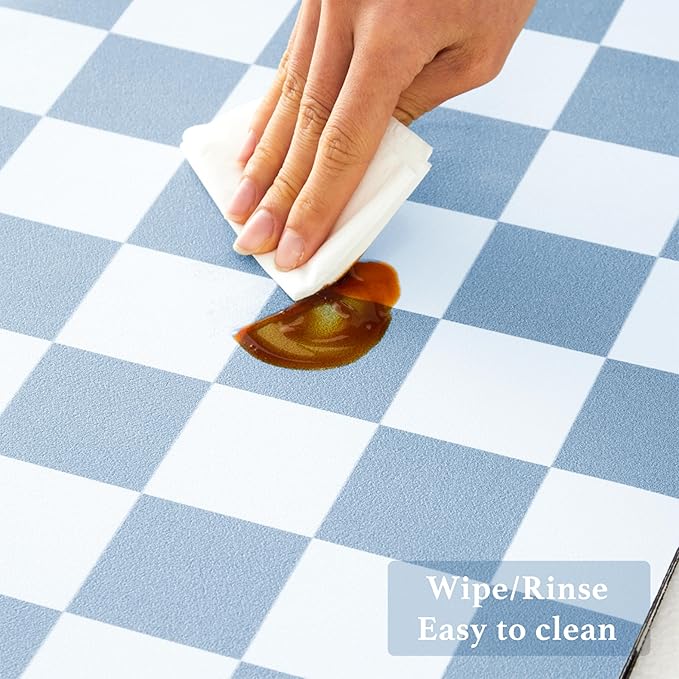 Ohocut Checkered Dish Drying Mat for Kitchen Counter, Coffee Bar, Coffee Station Accessories, Retro Cute Aesthetic Modern Absorbent Drainer Mat Kitchen Drying Mat Easy Clean, Blue 16" x 24" - Image 5