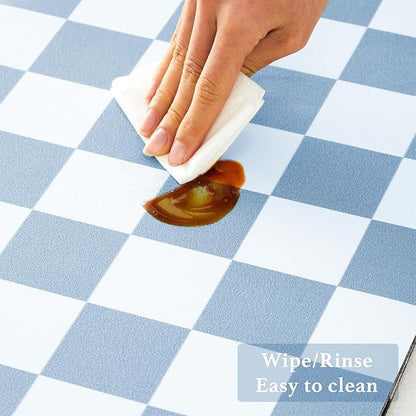 Ohocut Checkered Dish Drying Mat for Kitchen Counter, Coffee Bar, Coffee Station Accessories, Retro Cute Aesthetic Modern Absorbent Drainer Mat Kitchen Drying Mat Easy Clean, Blue 16" x 24" - Image 5