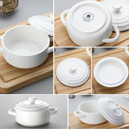 MALACASA Mini Cocotte Set - 14 OZ Small Casserole Dishes with Lids and Handles, Ceramic Mini Dutch Oven Set of 4, Small Baking Ramekins for Lasagna, Soufflé, Oven, Microwave & Dishwasher Safe, Series BAKE.BAKE - Image 8