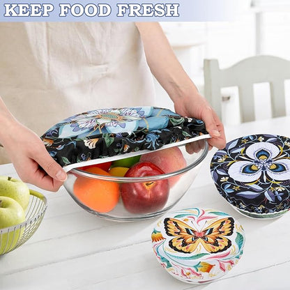 5-Size Reusable Beeswax Bowl Covers for Bread Proofing, Cotton Cloth Flexible Beeswax Wraps for Food Storage - Image 4