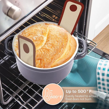 Silicone Bread Sling for Dutch Oven, 2 PCS Non-Stick & Easy Clean Reusable Silicone Baking Mat with Long Handles, Easy to Transfer Sourdough Bread - Image 5