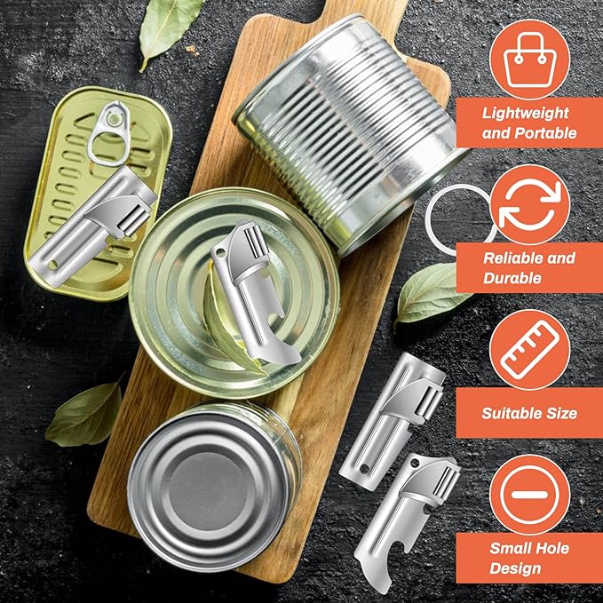 12 Pieces Military Style Can Openers with Key Rings, Anglecai P-51 and P-57 Camping Can Openers Stainless Steel Army Survival Can Opener Portable for Traveling