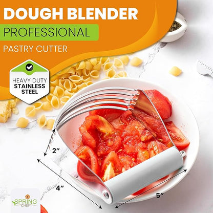 Spring Chef Professional White Dough Blender For Baking, Dough Cutter Tool, Stainless Steel Puff Pastry Cutter Tool with Sharp Blades, Dishwasher Safe Pastry Blender for Easy Mixing - Large Size - Image 2