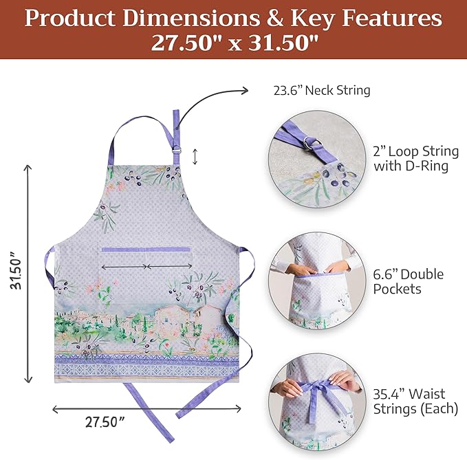 Maison d' Hermine 100% Cotton Apron for women with Pocket Kitchen Chef Apron for Men Cooking Mothers Day Gifts - Image 5