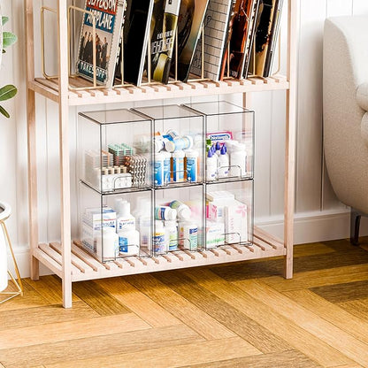 Yieach 2 Pack Clear Stackable Storage Drawers,7.6" H Baby Bottle Organizer,Acrylic Drawer Containers for Cosmetics,Skincare,Beauty Products,Cabinet,Vanity,Kitchen,Under Sink and Bathroom Storage Bins