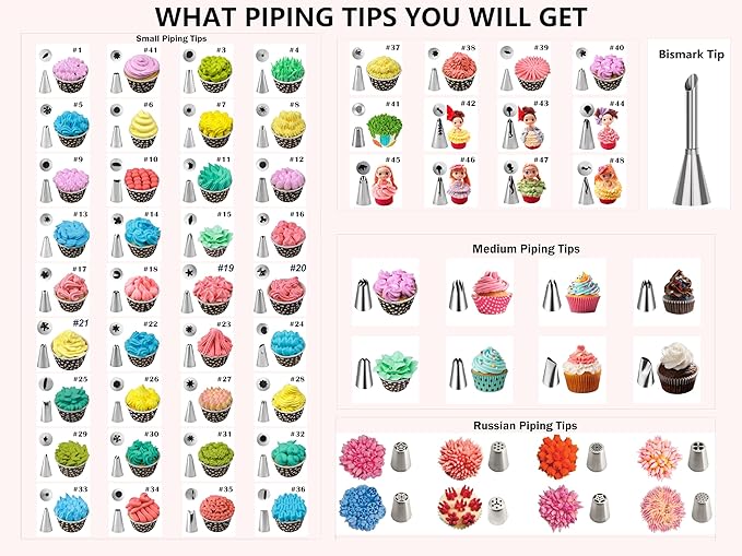 Gawren-H&E 208 PCS Cake Decorating Kit,Baking Supplies with Dessert Decorating Syringe Set,Storage Case,Icing Piping Bags and Tips Set For Cookies, Cupcake & Cake Decorating Supplies for Beginners