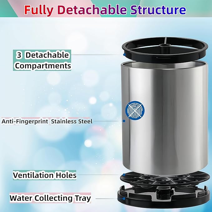 LIBODOUR Kitchen Utensil Holder Extra Large Rotating For Counter Organizer Stainless Steel Storage Cooking Silverware Caddy 3 Compartment Flatware Spoon Spatula Tool Cutlery Container（2 Set Silvery） - Image 6