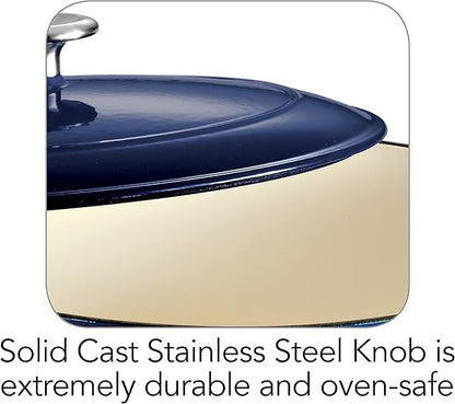 Tramontina Enameled Cast Iron Oval Dutch Oven Pot with Lid, Large 5.5-quart, Blue - Image 3