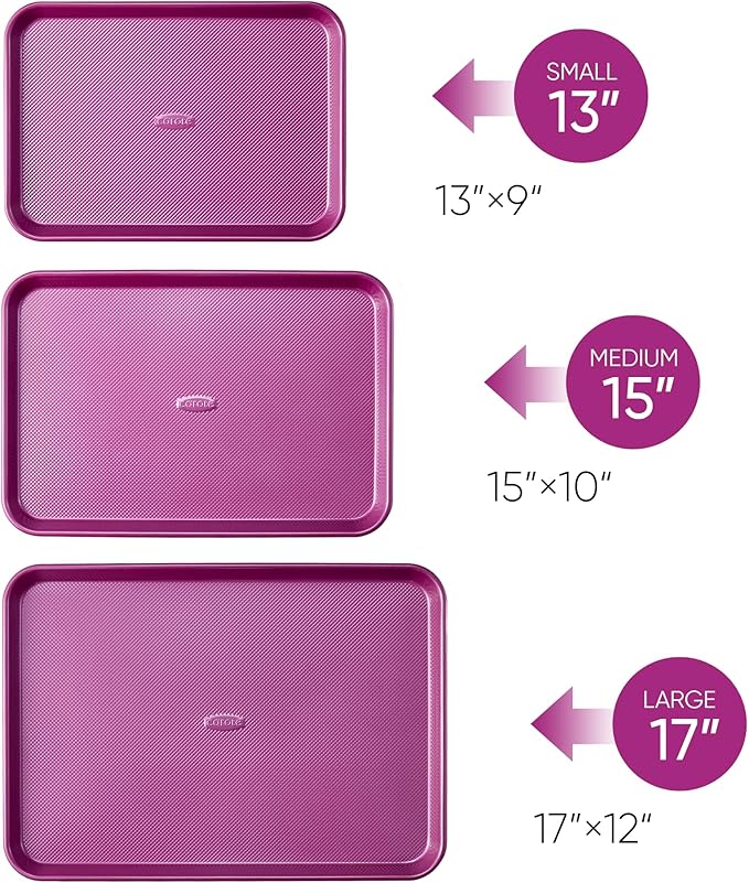 CAROTE 3-Piece Baking Pan Set - Bakeware Set, Baking Sheet Set Including 13 Inch 15 Inch 17 Inch Sheet Pan, Cookie Sheet for Baking, Royal Violet - Image 2