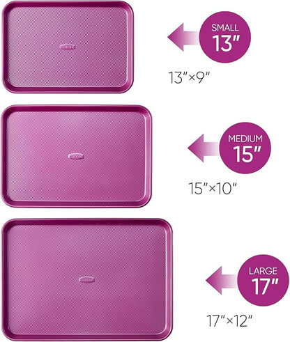 CAROTE 3-Piece Baking Pan Set - Bakeware Set, Baking Sheet Set Including 13 Inch 15 Inch 17 Inch Sheet Pan, Cookie Sheet for Baking, Royal Violet - Image 2