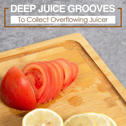 2XLarge Cutting Board, 20" Bamboo Cutting Boards for Kitchen with Juice Groove and Handles Kitchen Chopping Board for Meat Cheese board Heavy Duty Serving Tray, 2XL, Empune - Image 3