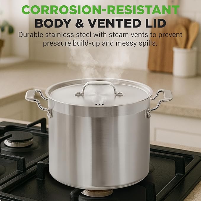 NutriChef 20 Quart Heavy-Duty Stockpot with Stainless Lid - Large Pot for Induction, Gas & Electric Cooktops, Perfect for Soups & Stews - Image 5