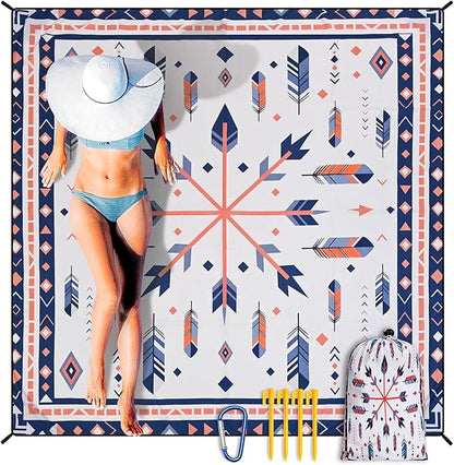HIHOHO Beach Blanket Waterproof Sandproof Extra Large Beach Mat 79" X 83"/120"x108"for 1-8 Adults Quick Drying Durable Outdoor Picnic Mat for Beach Travel Camping Hiking