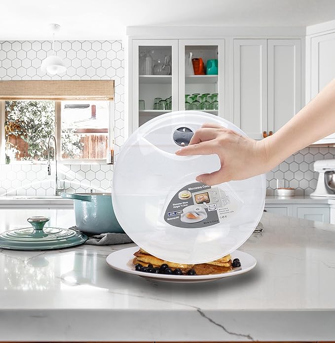 Microwave Splatter Cover for Food Large Microwave Plate Cover Guard Lid with Steam Vents, 1.5 Inch BPA Free & Dishwasher Safe-Grey - Image 7