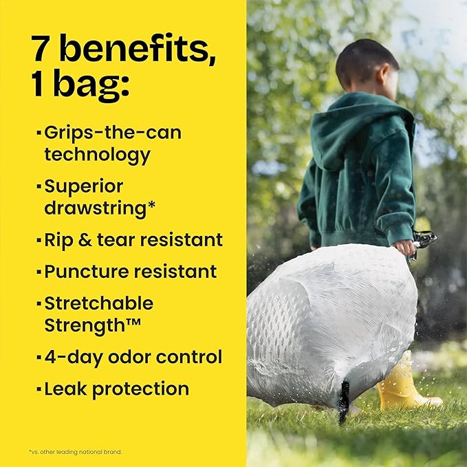Glad ForceFlex Tall Kitchen Drawstring Trash Bags, 13 Gal, Fragrance Free, 140 Ct (Package May Vary) - Image 6