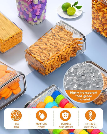 KEMETHY 30 PCS Airtight Food Storage Containers with Lids, Kitchen Pantry Organization and Storage, BPA-Free Plastic Scale Food Canisters for Cereal, Flour, Sugar, Dry Food, Include Labels & Marker - Image 4