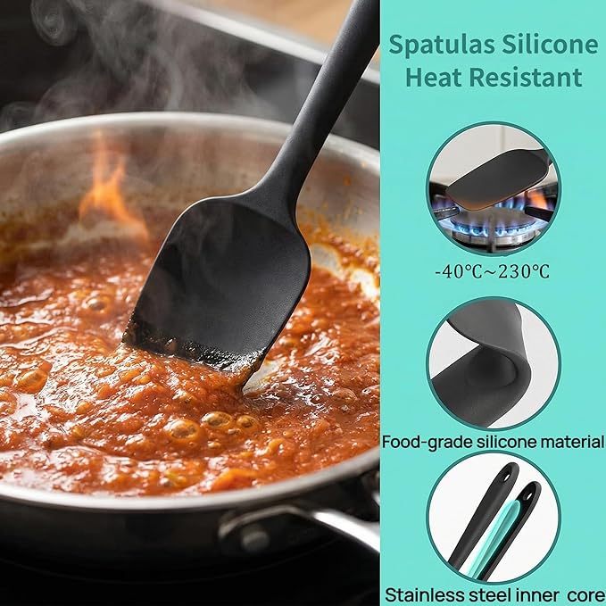 4 Pcs Silicone Spatula,Food Grade Rubber Spatula, Spatulas Silicone Heat Resistant, Used for Baking, Cooking, non Stick, Dishwasher Safe, BPA Free - Image 3