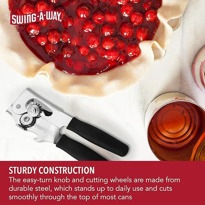 Swing-A-Way Portable Can Opener, Features an Ergonimic Handle for Optimal Comfort, and Built-in Bottle Opener for a 2-in-1 Tool, Durable Cutting Wheel, Black - Image 4