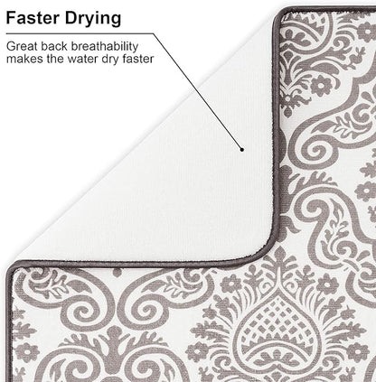 Subekyu Dish Drying Mats for Kitchen, Ultra Absorbent Microfiber Drying Mat, Dishes Drainer Pads 2 Pack, 19 by 15 Inch (Floral Vine) - Image 3