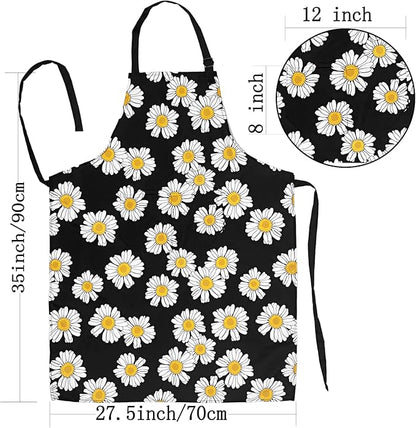 Adjustable Waterproof Apron Bib Apron with 2 Pockets Cooking Kitchen Aprons for Women Men Chef