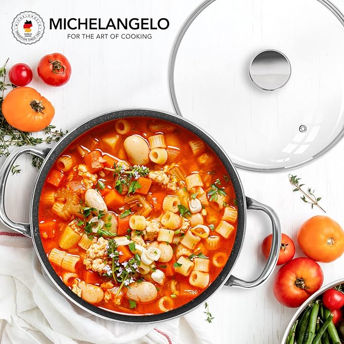 MICHELANGELO 5 Quart Stock Pot with Lid, Nonstick Soup Pot with Lid, Induction Pot for Cooking, 5 Qt Pot with Lid, Non Stick Pot for Kitchen, Stockpot with Stainless Steel Handle, Oven Safe - Image 7