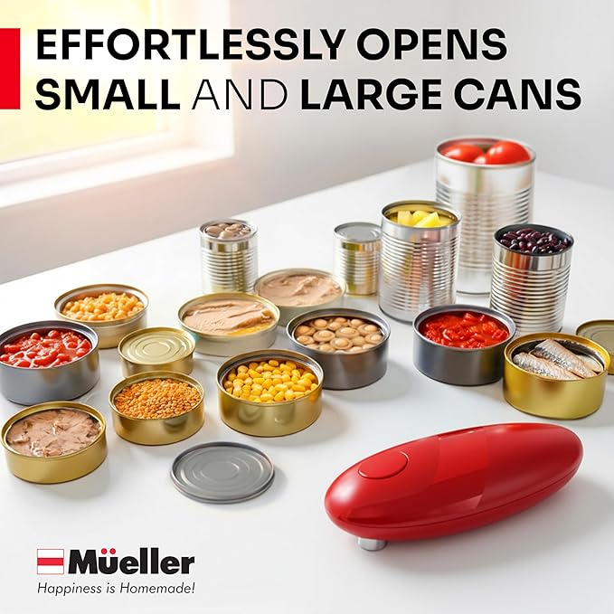 MUELLER HOME SmoothEdge Auto Can Opener Electric – Battery‑Operated with Magnet Lid Lifter – Portable Hands‑Free One Touch Can Opener for Seniors & Arthritis, Red Kitchen Accessories - Image 7