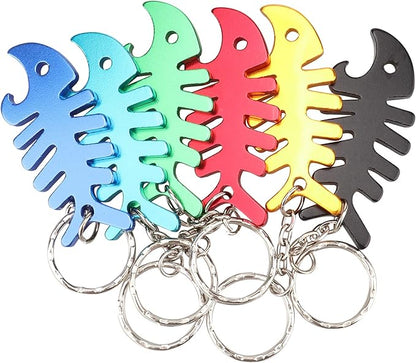 SWATOM Fish Bone 6PCS Bottle Opener Keychain Beer Openers Tool Key Chain Ring Accessories