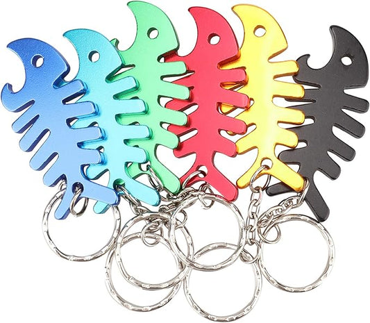 SWATOM Fish Bone 6PCS Bottle Opener Keychain Beer Openers Tool Key Chain Ring Accessories