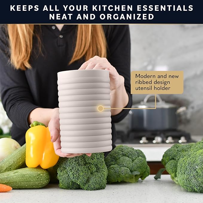 Home Hero Silicone Kitchen Utensils Set - Heat Resistant Non-Scratch Cooking Utensils - Ergonomic Silicone Spatula Set - Dishwasher Safe Kitchen Tools - 26 Piece, Stone - Image 5