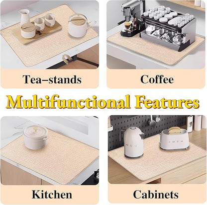 2 Pack XXL Large Microfiber Dish Drying Mat,24*17 inch Absorbent Dish Drainer Kitchen Counter,Dish Drying Pad for Countertops,Sinks,Draining Racks(Beige) - Image 5