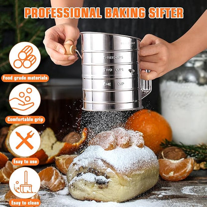 Biscuit Cutter Set,10PCS Stainless Steel Pastry Blender Set with Pastry Cutter,5PCS Biscuit Cutter,Dough Cutter,3 Cup Flour Sifter,Baking Mat and Fine Mesh Strainer for Cooking Cookies and Donuts - Image 8