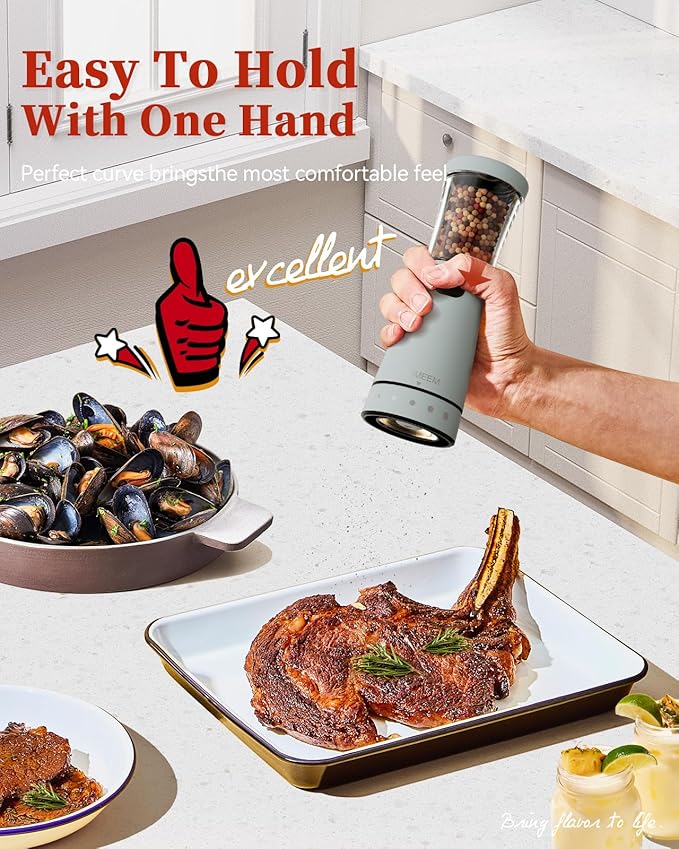 Electric Salt and Pepper Grinder Set with Storage Base, Stainless Steel Rechargeable Salt and Pepper Grinder Set with 4.5 oz Large Capacity, 1.8" Wide Mouth, Adjustable Coarseness, Ideal for Kitchen - Image 3