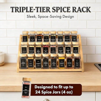 Spice Rack, Spice Organizer -3 Tier Bamboo Spice Racks, Solution for Spice Storage in Kitchens, Countertops，Storage Rooms and Other Places - Image 2