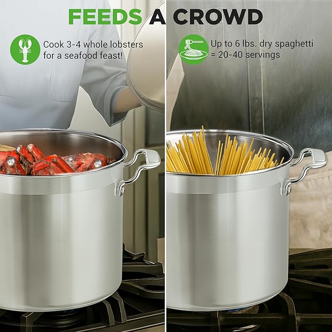 NutriChef 20 Quart Heavy-Duty Stockpot with Stainless Lid - Large Pot for Induction, Gas & Electric Cooktops, Perfect for Soups & Stews - Image 4