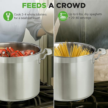 NutriChef 20 Quart Heavy-Duty Stockpot with Stainless Lid - Large Pot for Induction, Gas & Electric Cooktops, Perfect for Soups & Stews - Image 4