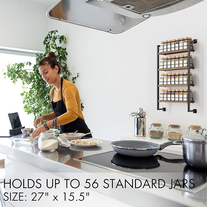 ZICOTO Space Saving Spice Rack Organizer Shelf for Wall Mount - Easy To Install Modern Hanging Racks For up to 56 Jars - Perfect Seasoning Organizer For Your Kitchen - Image 2